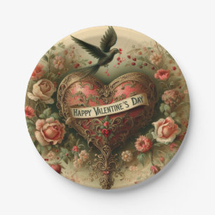 Assiettes En Carton Vintage/rétro/Victorian Valentine's day heart