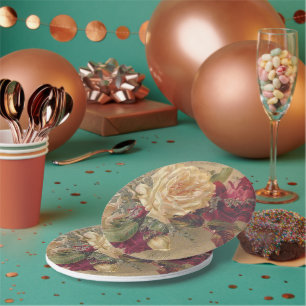 Assiettes En Carton Vintage Rose victorien Floral