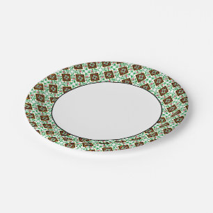 Assiettes En Carton Vintage Rouge Vert Blanc Barcelone Motif Floral