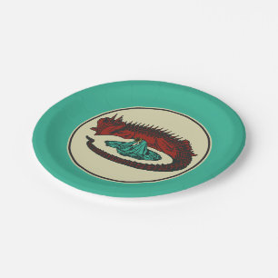 Assiettes En Carton Vintage Rouge Vert Dragon Lady Vector Art Nouveau