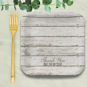 Assiettes En Carton vintage rustique grange blanc bois grange mariage