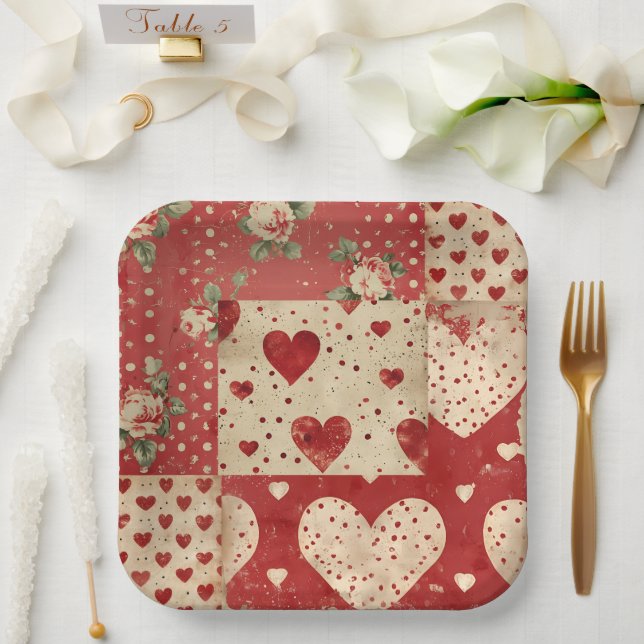 Assiettes En Carton Vintage shabby chic  (Mariage)