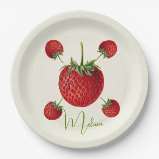 Assiettes En Carton Vintage Strawberry Art Name Personalized