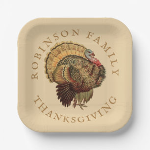Assiettes En Carton Vintage Thanksgiving Turquie Nom de famille person