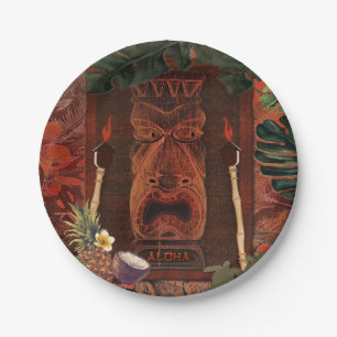Assiettes En Carton Vintage Tiki Aloha Hawaii Luau