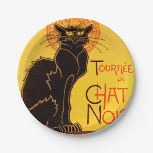 Assiettes En Carton Vintage Tournee de Conversation Noir - Chat noir
