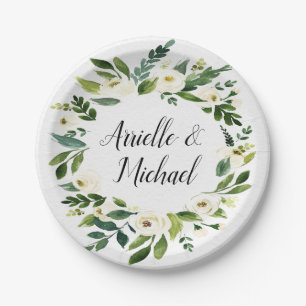 Assiettes En Carton Vintage végétation fleurie Jardin Plaques de maria