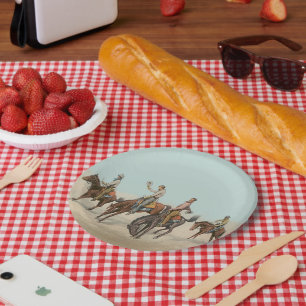 Assiettes En Carton Vintage Western 4 Cowboys à cheval