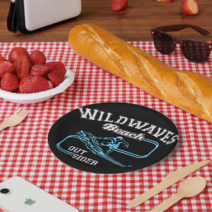 Assiettes En Carton Vintage Wild Waves Beach Surf extérieur
