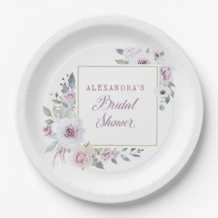 Assiettes En Carton Violet Fête des mariées florale