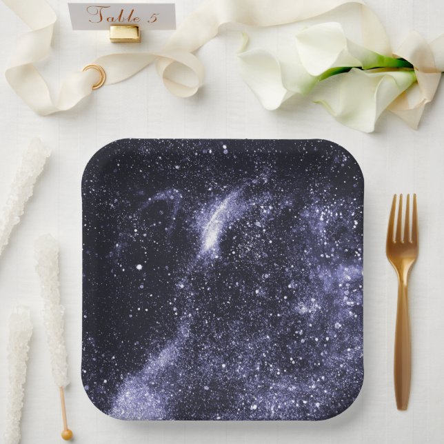 Assiettes En Carton Violet violet noir galaxie abstraite (Mariage)