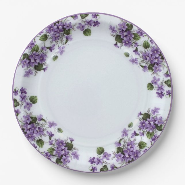 Assiettes En Carton Violets violets Peint à la main Plaque en papier (Devant)