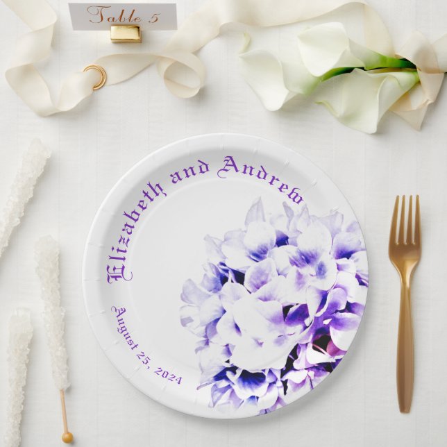 Assiettes En Carton Violettes élégantes (Mariage)