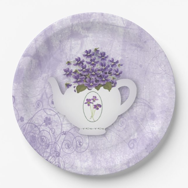 Assiettes En Carton Violettes En Plaque Papier Teapot (Devant)