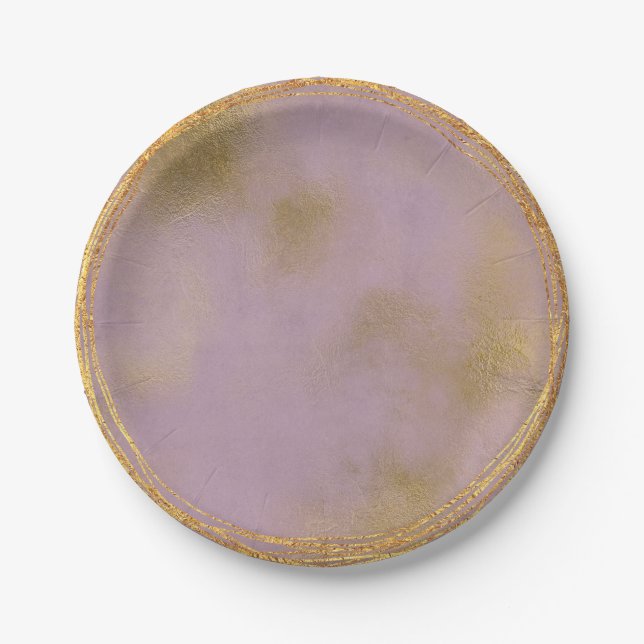 Assiettes En Carton Vip Abstrait Gold Lilac Purple Glass Party (Devant)