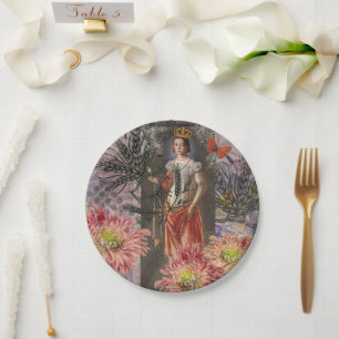 Assiettes En Carton Virgo Femme Astrologie Whimsical Portrait
