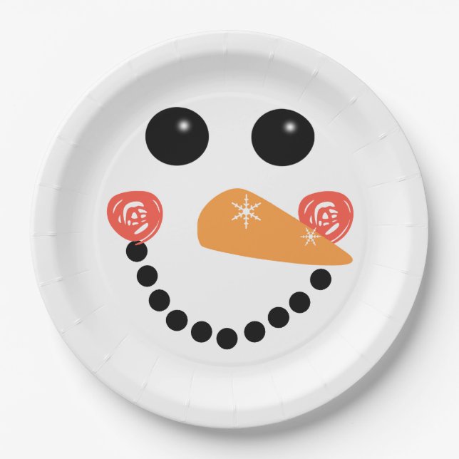 Assiettes En Carton Visage de neige (Devant)