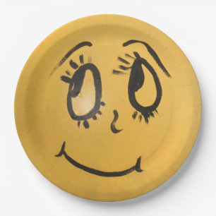 Assiettes En Carton Visage heureux mignon