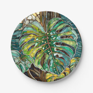 Assiettes En Carton Vitrail de Monstera