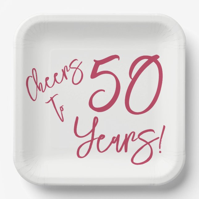 Assiettes En Carton Viva Magenta encourage à 50 ans (Recto)