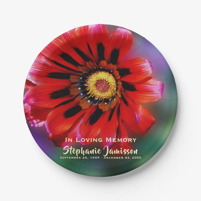 Assiettes En Carton Vivid Red Flower Celebration of Life Paper (Devant)