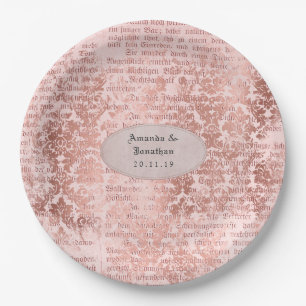 Assiettes En Carton Vntage Rose Gold Shabby-Chic Mariage