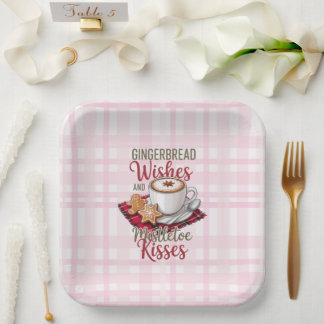 Assiettes En Carton Vœux de pain d'épice et baisers de gui - Fêtes
