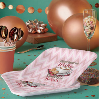 Assiettes En Carton Vœux de pain d'épice et baisers de gui - Fêtes