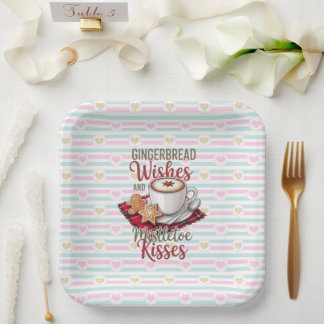 Assiettes En Carton Vœux de pain d'épice et baisers de gui - Fêtes
