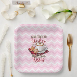 Assiettes En Carton Vœux de pain d'épice et baisers de gui - Fêtes de