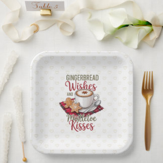 Assiettes En Carton Vœux de pain d'épice et baisers de gui - Fêtes de