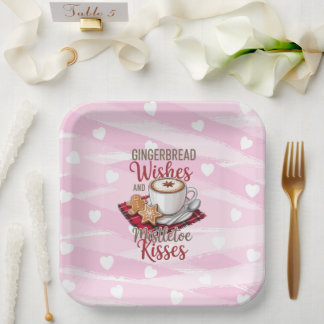 Assiettes En Carton Vœux de pain d'épices et baisers de gui - Fêtes