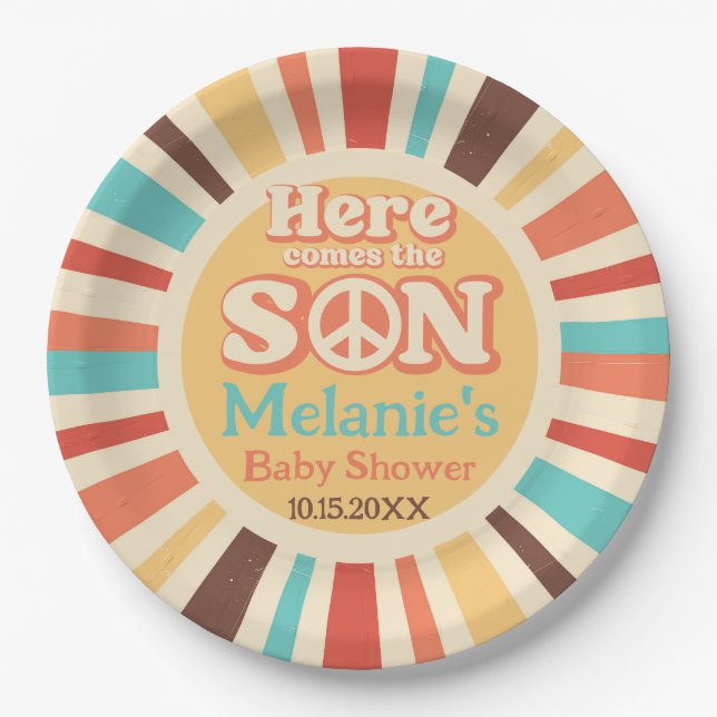 Assiettes En Carton Voici La Fête Du Baby shower Fils (Devant)