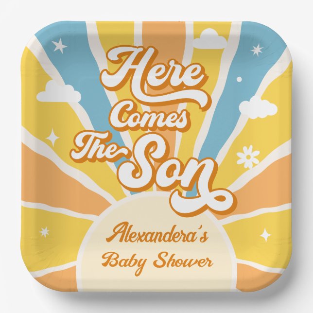 Assiettes En Carton Voici le Baby shower solaire (Recto)