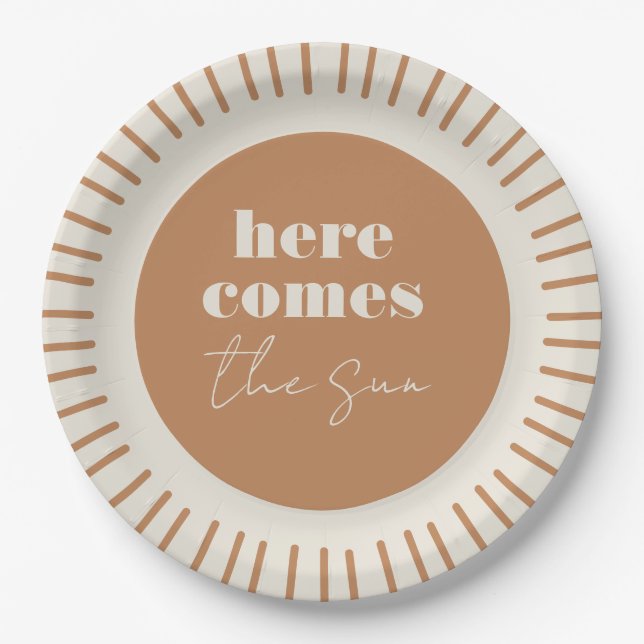 Assiettes En Carton Voici le Baby shower Sun Boho | Plaques de papier (Devant)
