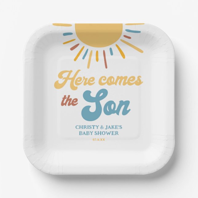 Assiettes En Carton Voici Le Fils Baby shower Faveurs (Recto)