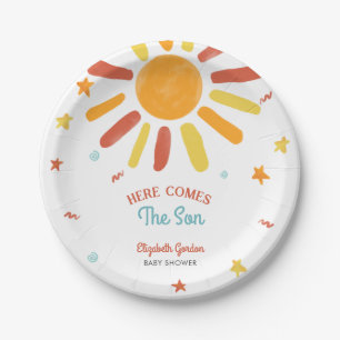 Assiettes En Carton Voici Le Fils Baby shower Retro Boy