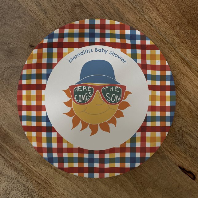 Assiettes En Carton Voici le Fils Plaid Baby Boy Shower (Créateur téléchargé)