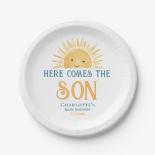 Assiettes En Carton Voici venir le fils Baby Shower