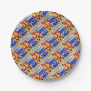 Assiettes En Carton Voile sur les Sept Mers So Blue Cubist Abstrait