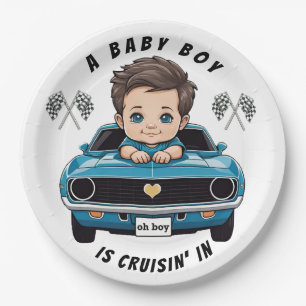Assiettes En Carton Voiture Classique Voiture Baby Boy Cruisin' Dans D