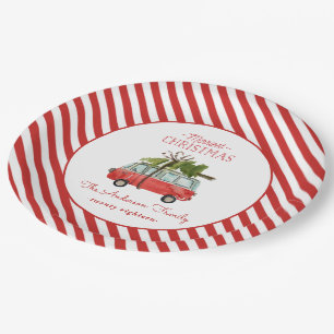 Assiettes En Carton voiture d'aquarelle de noël la plus joyeuse