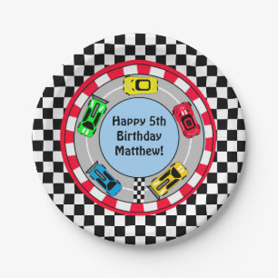 Assiettes En Carton Voiture de course et piste Thématique fête d'anniv