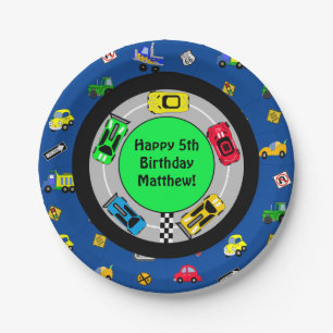 Assiettes En Carton Voiture de course et piste Thématique fête d'anniv