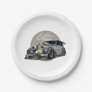 Assiettes En Carton Voiture de course retro sci-fi personnalisée