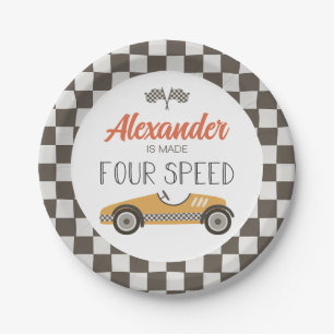 Assiettes En Carton Voiture de course vintage fait QUATRE Vitesse Anni