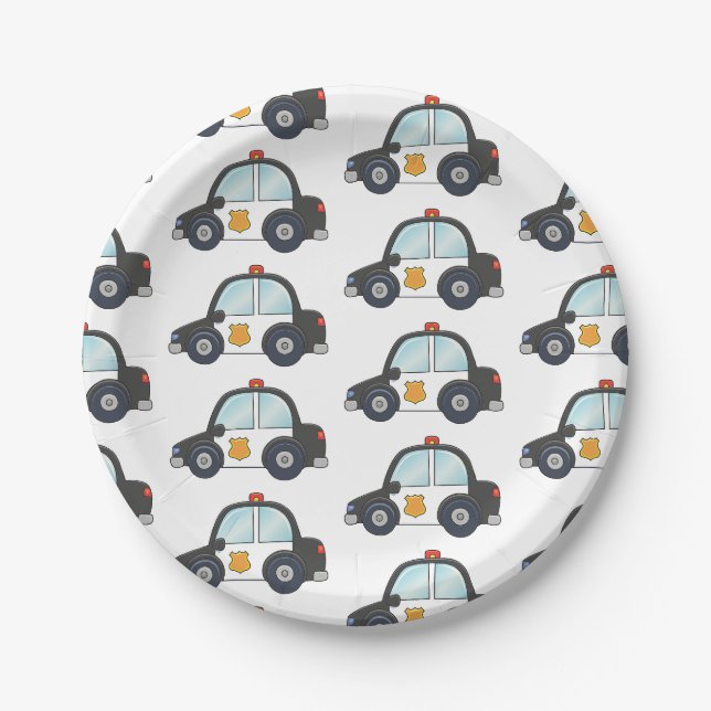 Assiettes En Carton Voiture de police personnalisable (Devant)