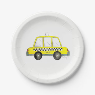 Assiettes En Carton Voiture de taxi de New York City Jaune Noir