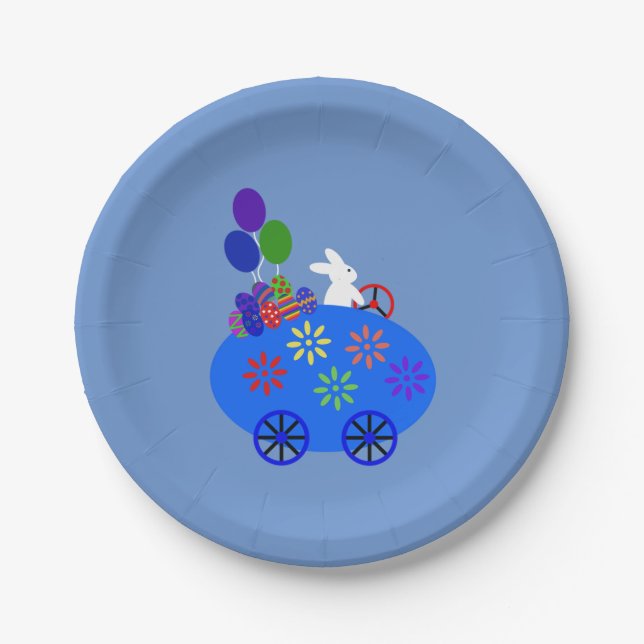 Assiettes En Carton Voiture d'oeufs de lapin no 3 Plaques en papier (Devant)