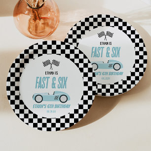 Assiettes En Carton Voiture Fast & Six Blue Race 6e fête d'anniversair